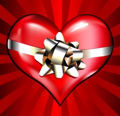 vector heart with ribbon