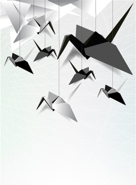 Vector origami cranes